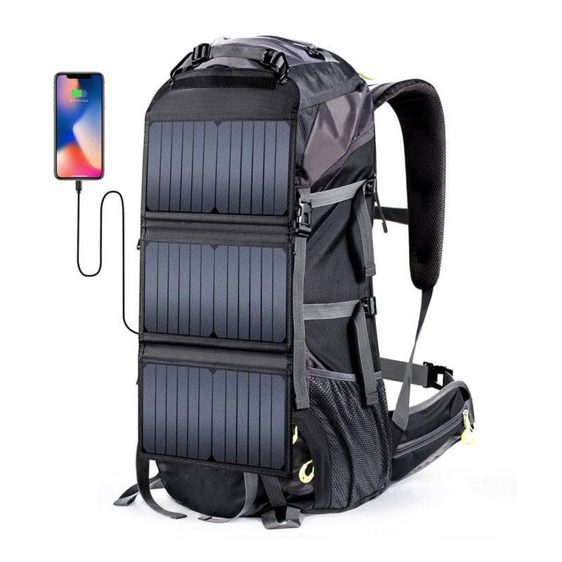 Hiking Solar Backpack 68L with 20 Watts Solar Charger Panel(图1)